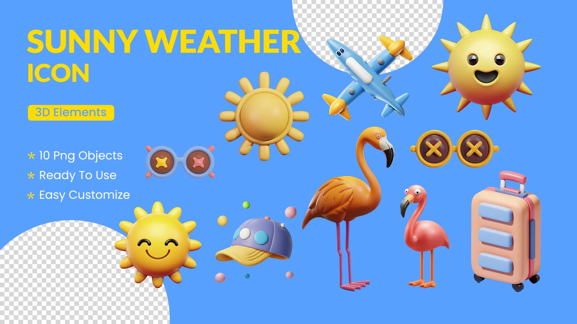 Summer 3D Sun and Holiday Icons Pack image